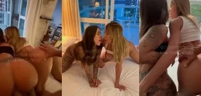 Carol Francci e Letícia Reed transando com macho de sorte